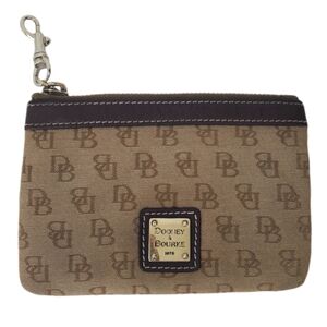 Dooney & Bourke Repeating Monogram Change Wallet Coin Purse Brown Tan